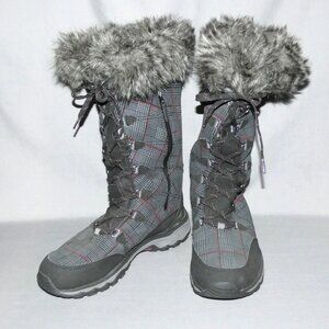Women's Eddie Bauer Vibram Plaid Insulated Weatheredge Lace Up Boots size 10